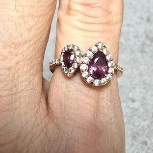 Raspberry Colored Garnet Ring in Rose Gold